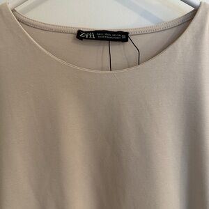 Zara Women's Beige Long Sleeve Top